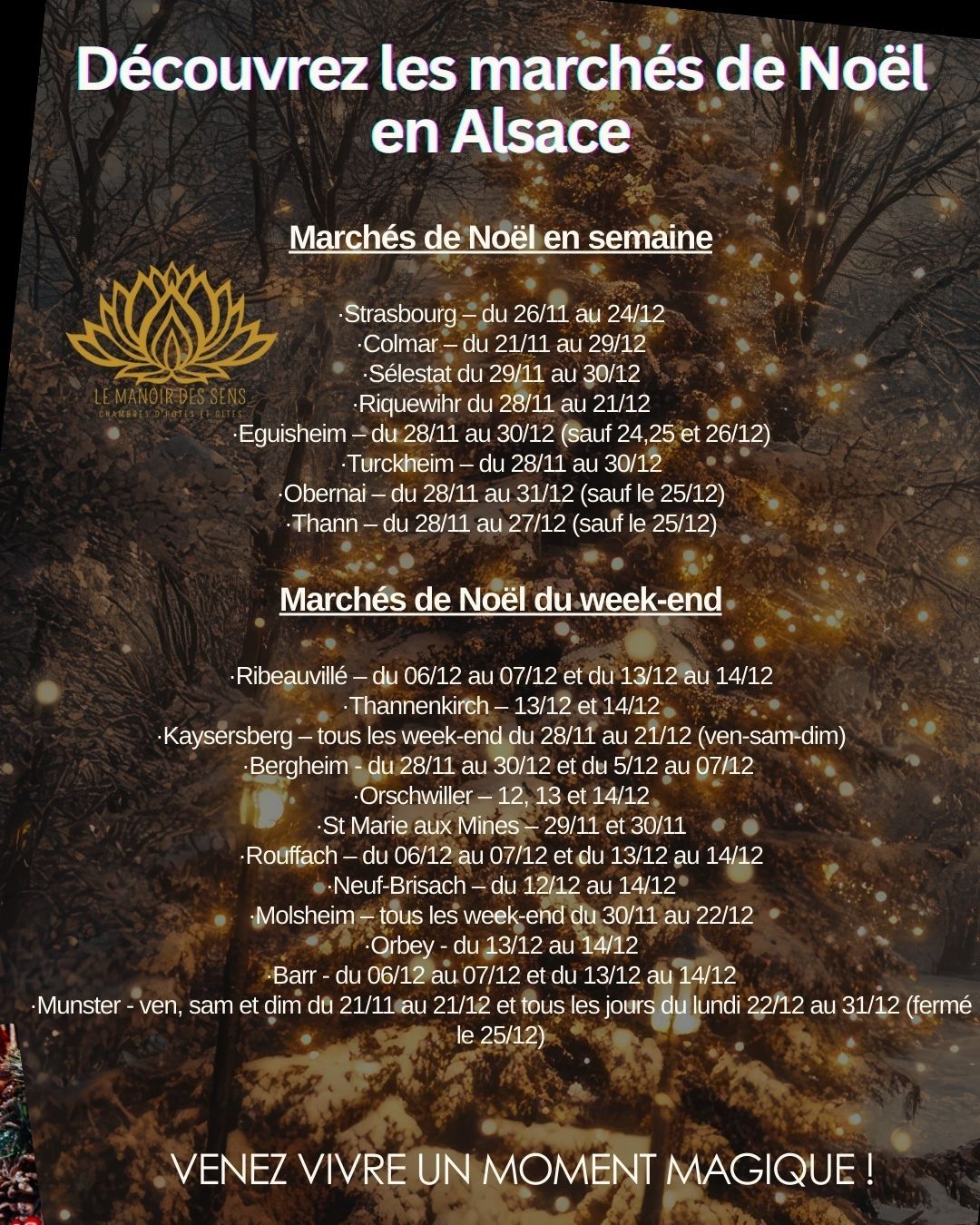 liste des marché de noel 2025 alsace